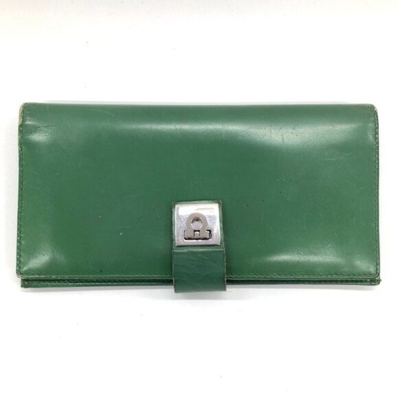 Salvatore Ferragamo | Emerald Green Gancini Smooth Leather Bi-fold Long Wallet - Picture 1 of 10
